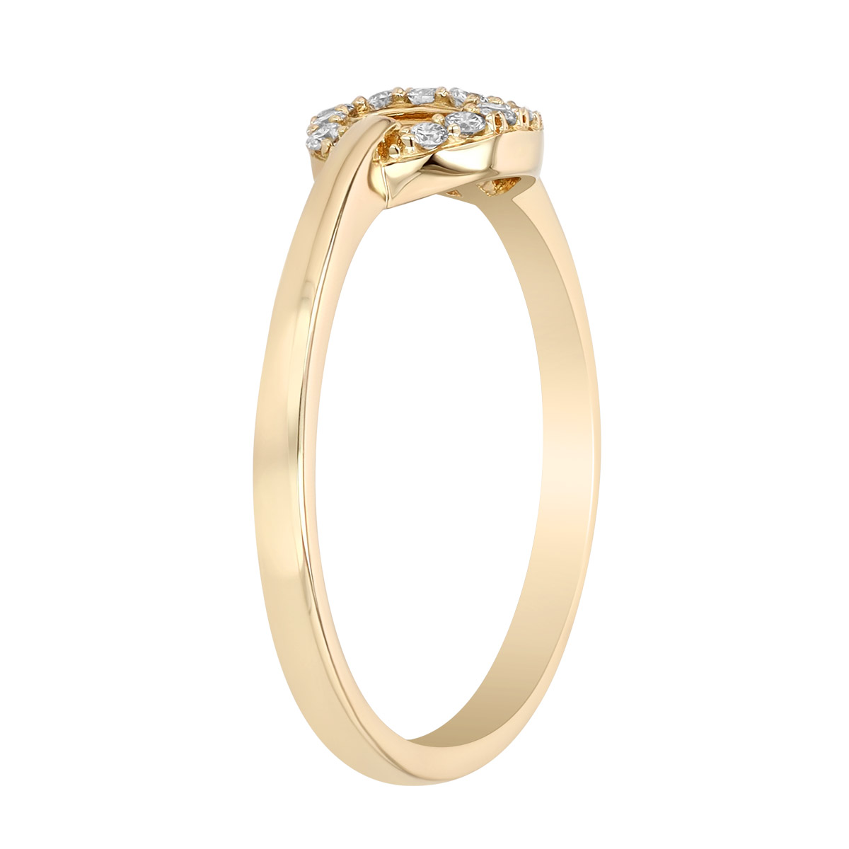 Diamond Puff Mariner Single Link Ring in Yellow Gold