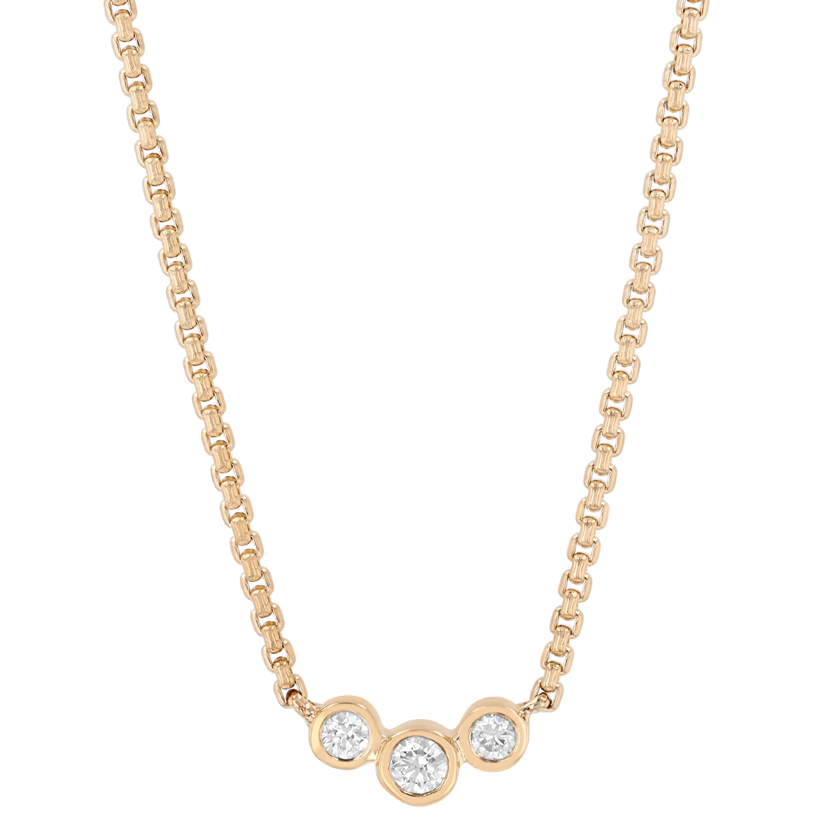 Zoe Chicco Dainty Bezel Set Diamond Trio Necklace in Yellow Gold