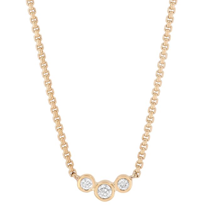 Zoe Chicco Dainty Bezel Set Diamond Trio Necklace in Yellow Gold