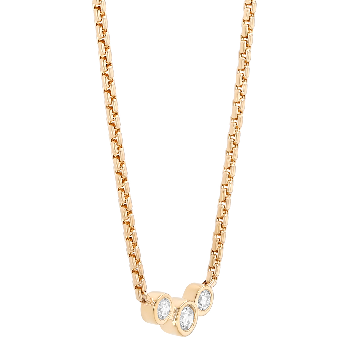 Zoe Chicco Dainty Bezel Set Diamond Trio Necklace in Yellow Gold