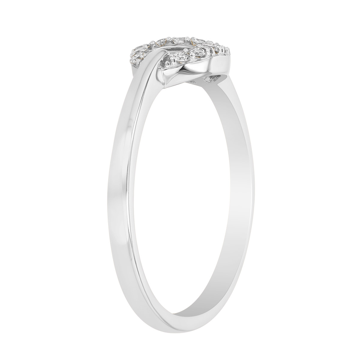 Diamond Puff Mariner Single Link Ring in White Gold