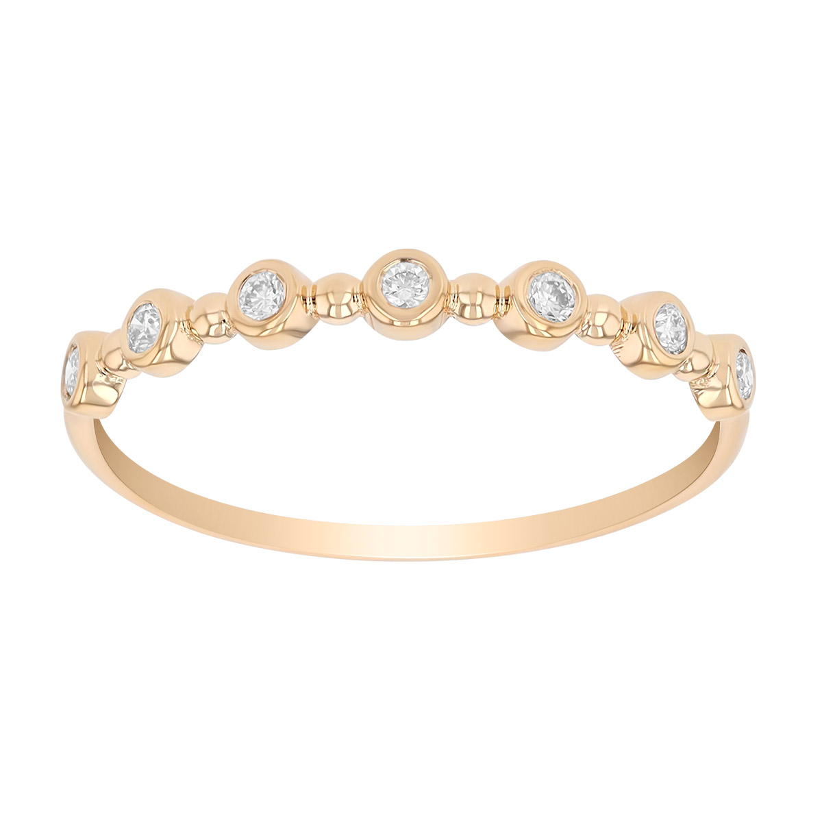 Zoe Chicco Round Diamond & Bead Pattern Stacking Ring in Yellow Gold