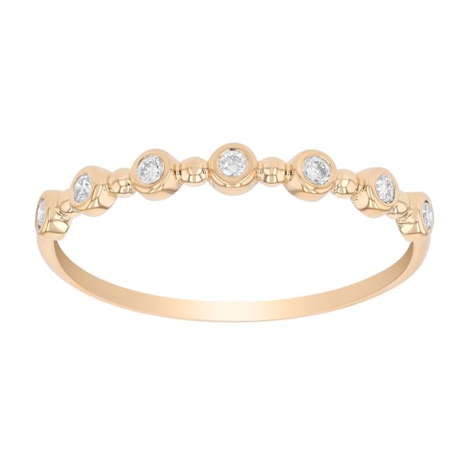 Zoe Chicco Round Diamond & Bead Pattern Stacking Ring in Yellow Gold