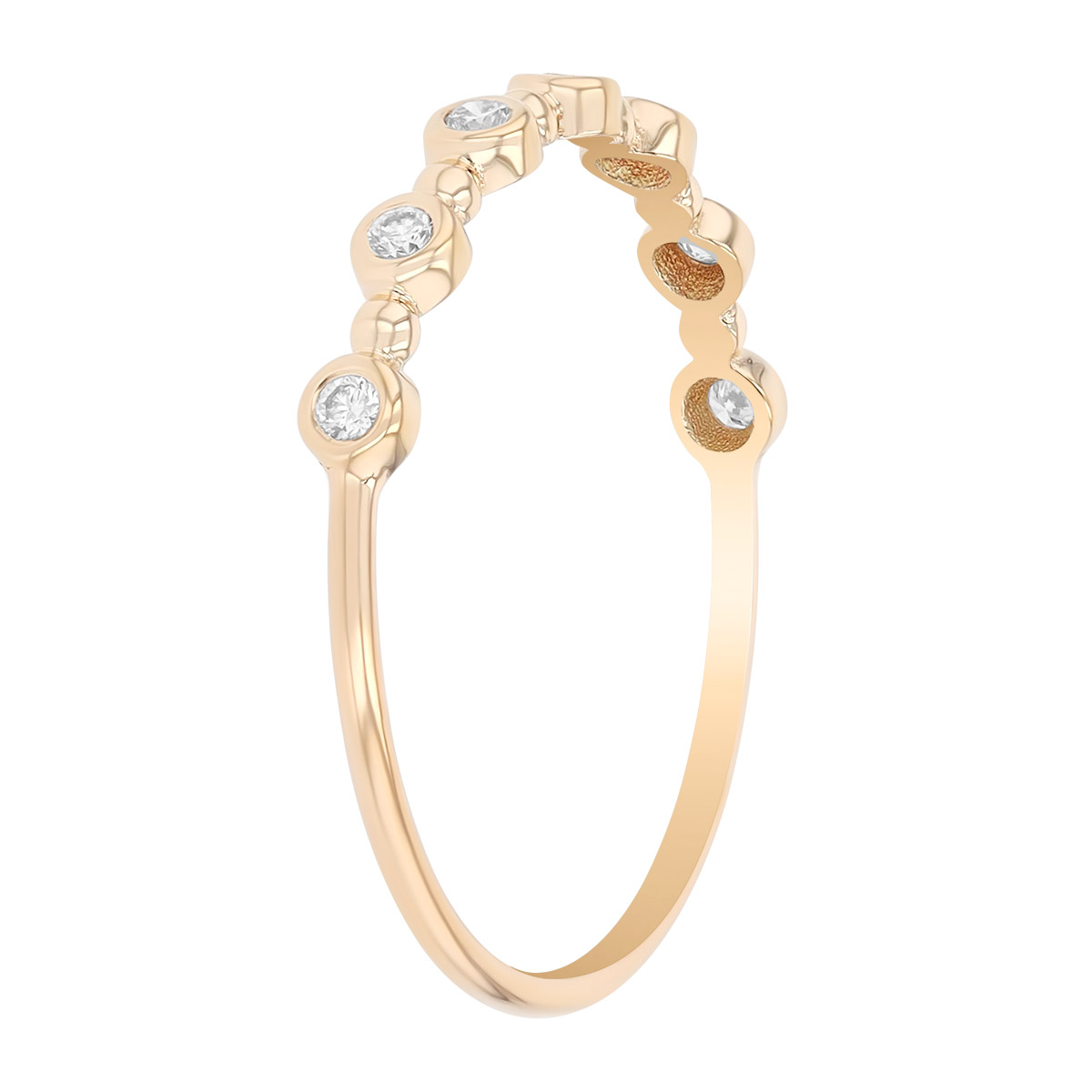 Zoe Chicco Round Diamond & Bead Pattern Stacking Ring in Yellow Gold