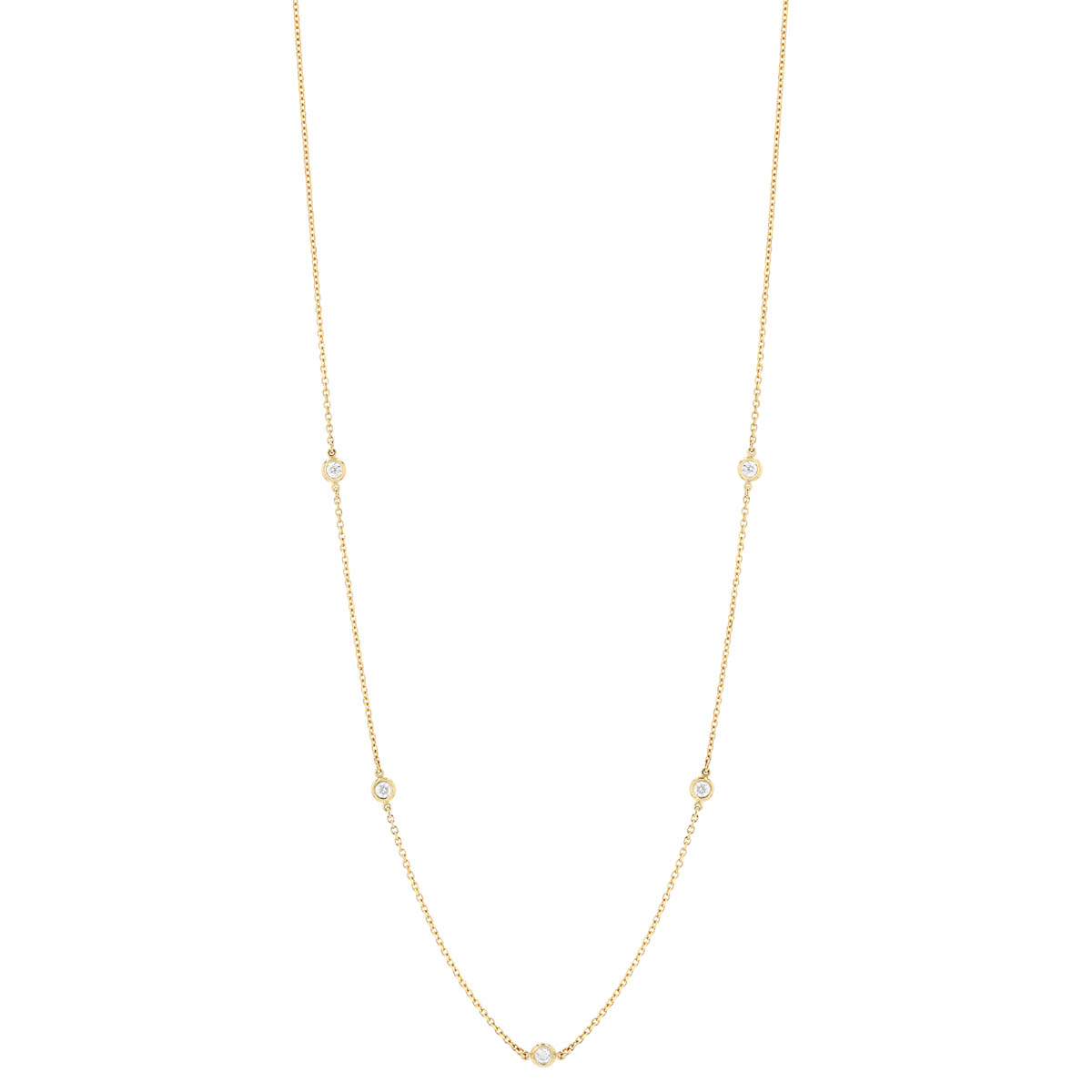 Round Diamond 5 Station Necklace in Yellow Gold, 18