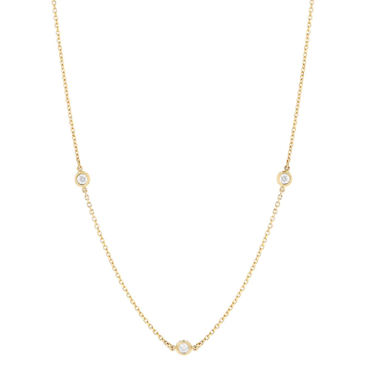 Round Diamond 5 Station Necklace in Yellow Gold, 18