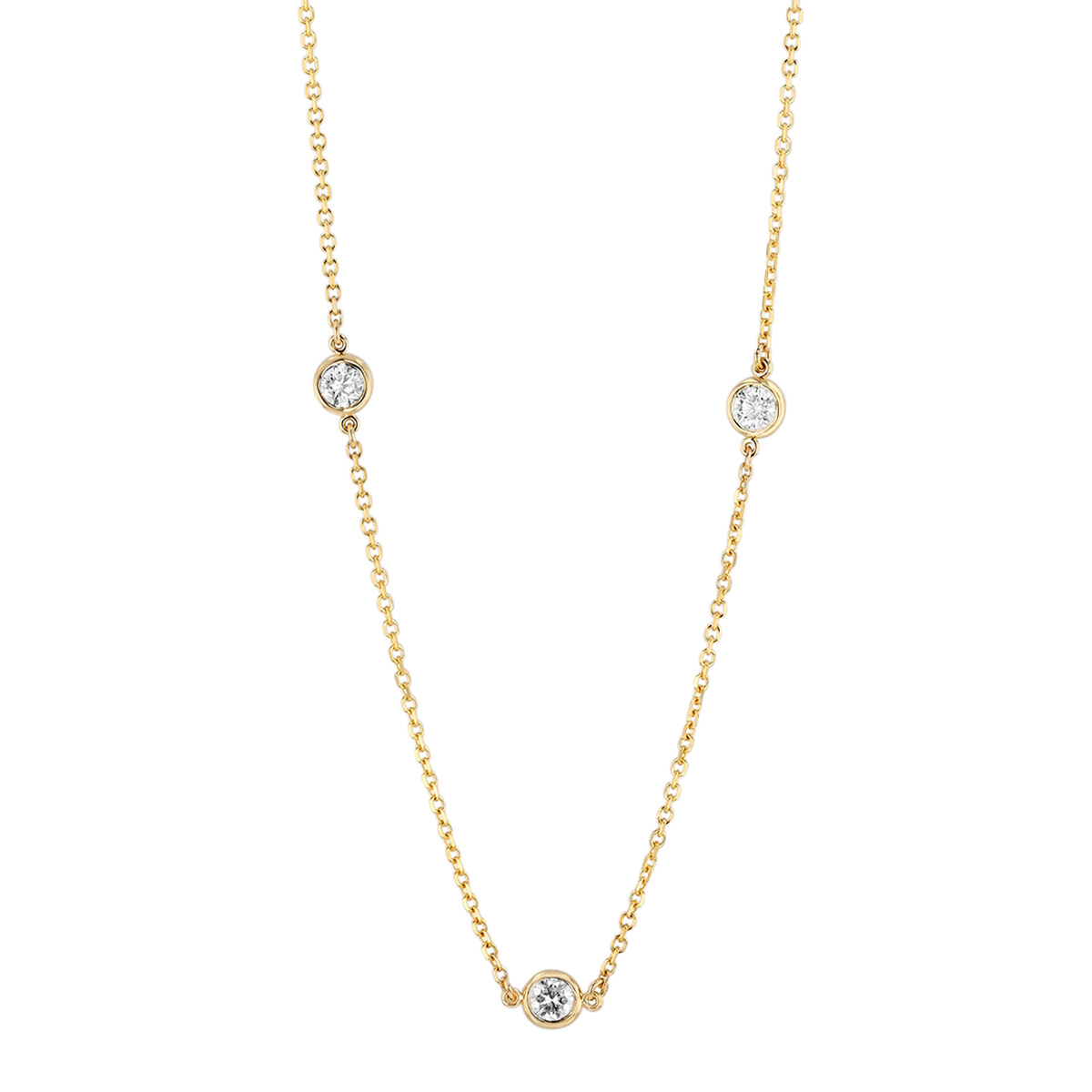 Round Diamond 5 Station Necklace in Yellow Gold, 18