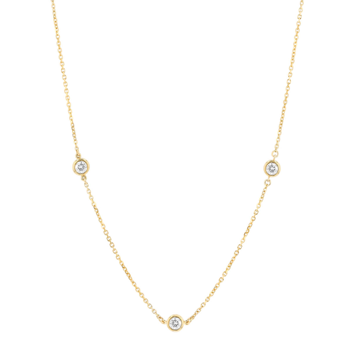 Round Diamond 7 Station Necklace in Yellow Gold, 18