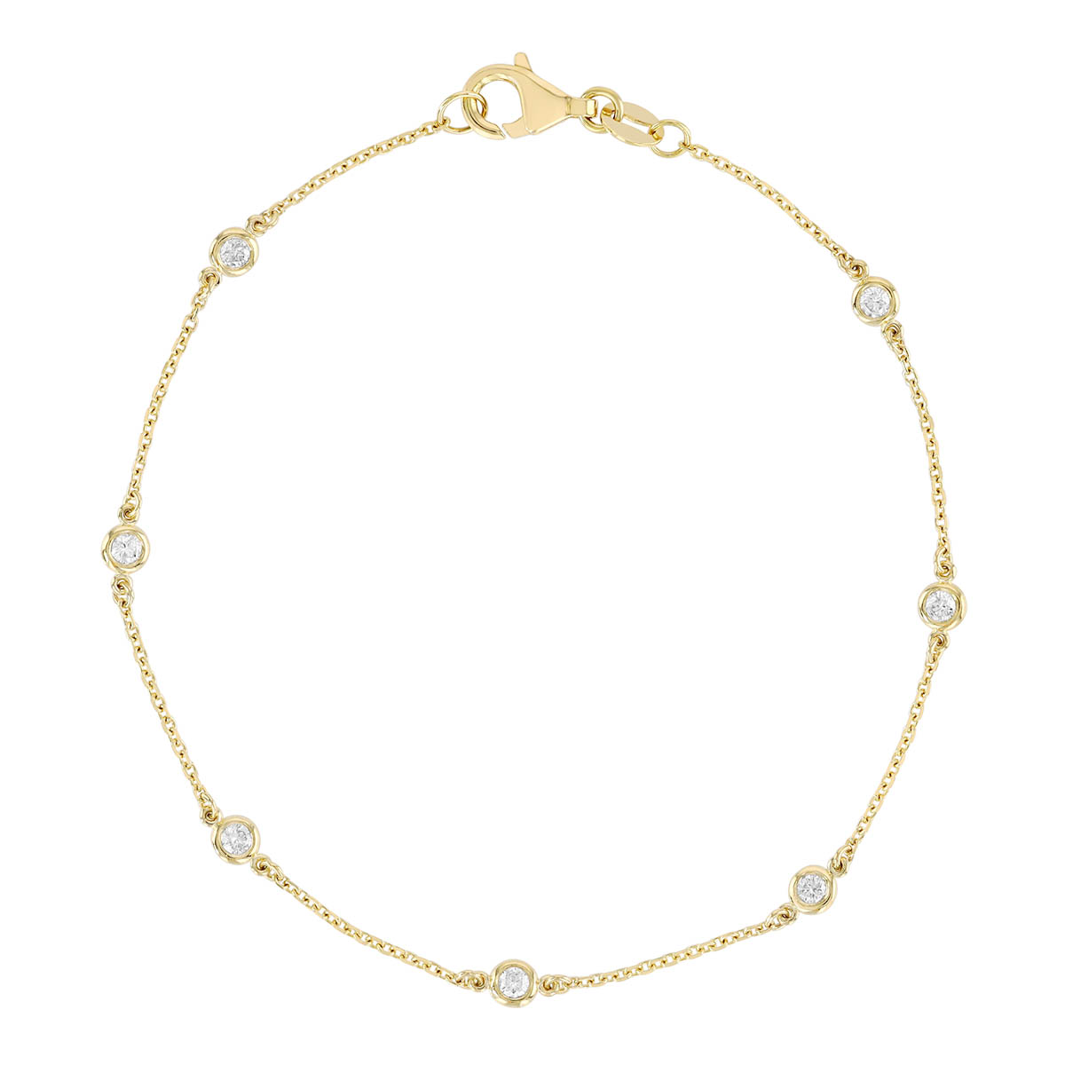 Round Diamond 7 Station Bracelet in Yellow Gold, 7