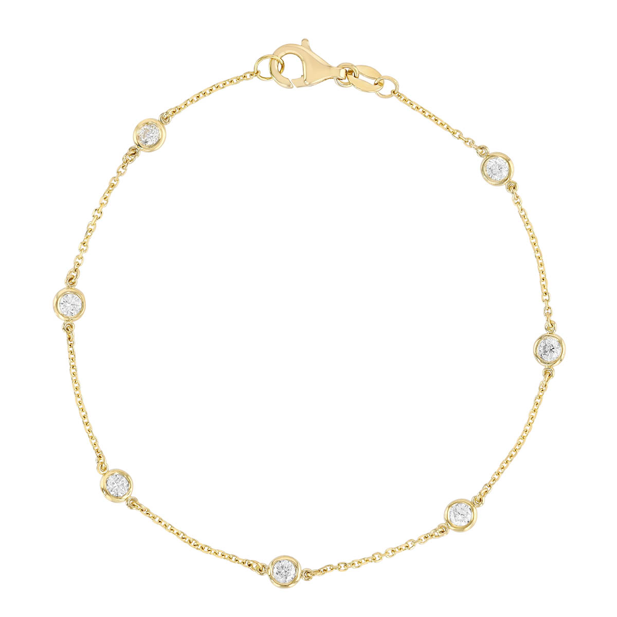 Round Diamond 7 Station Bracelet in Yellow Gold, 7