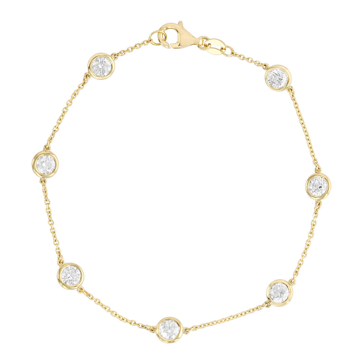 Round Diamond 7 Station Bracelet in Yellow Gold, 7