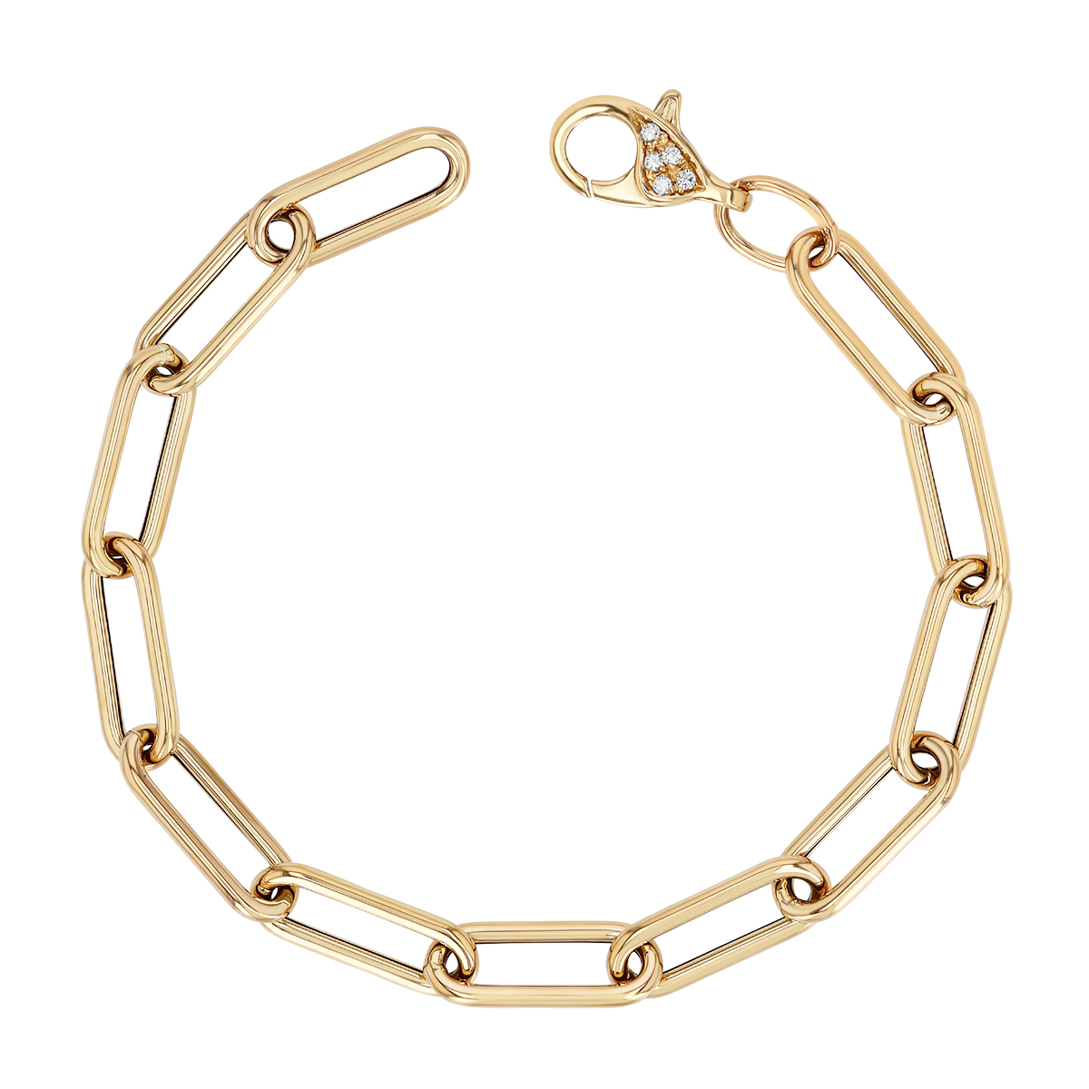 Zoe Chicco Yellow Gold Paperclip Link Chain Bracelet with Diamond Clasp