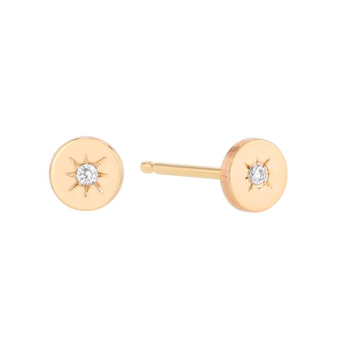 Zoe Chicco Diamond Dainty Button Stud Earrings in Yellow Gold