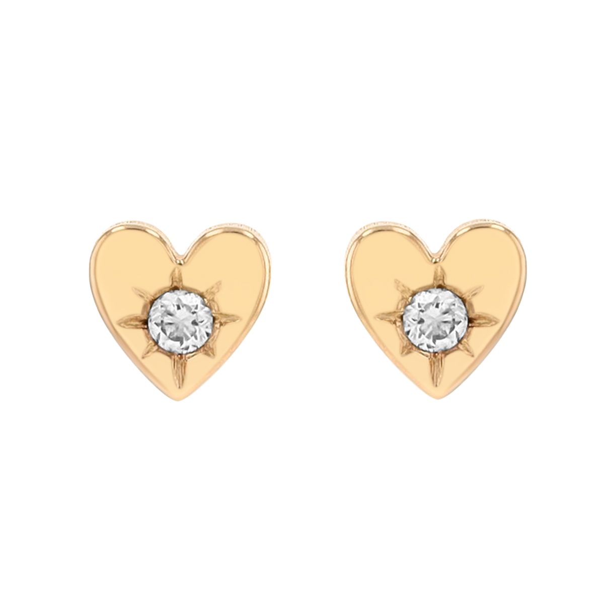 Zoe Chicco Dainty Diamond Heart Stud Earrings in Yellow Gold