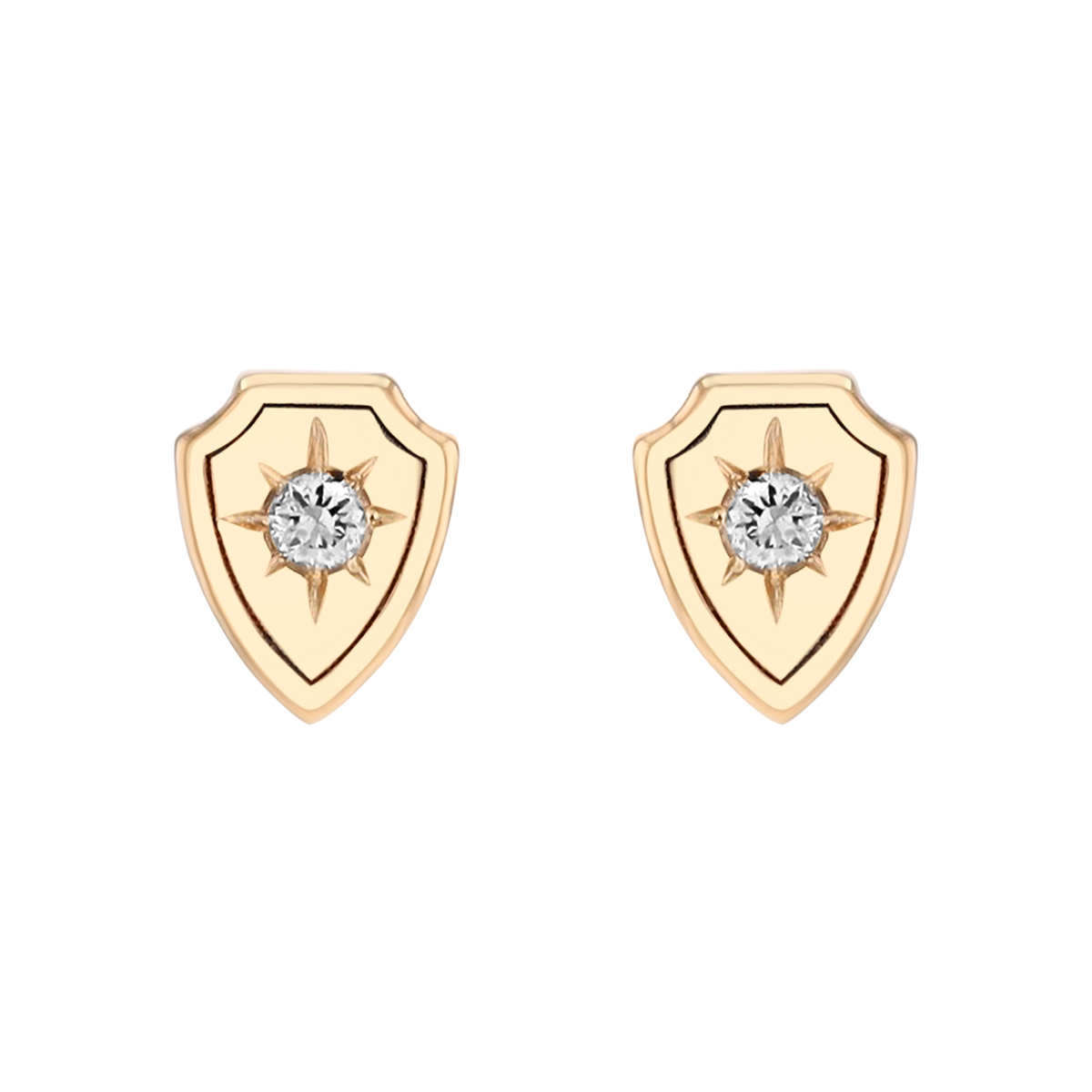 Zoe Chicco Dainty Diamond Shield Stud Earrings in Yellow Gold