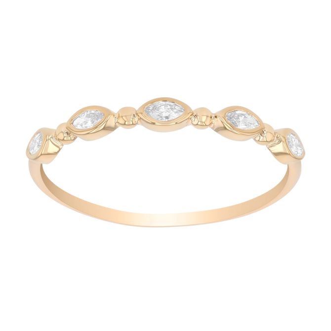 Zoe Chicco Marquise Diamond & Bead Pattern Stacking Ring in Yellow Gold
