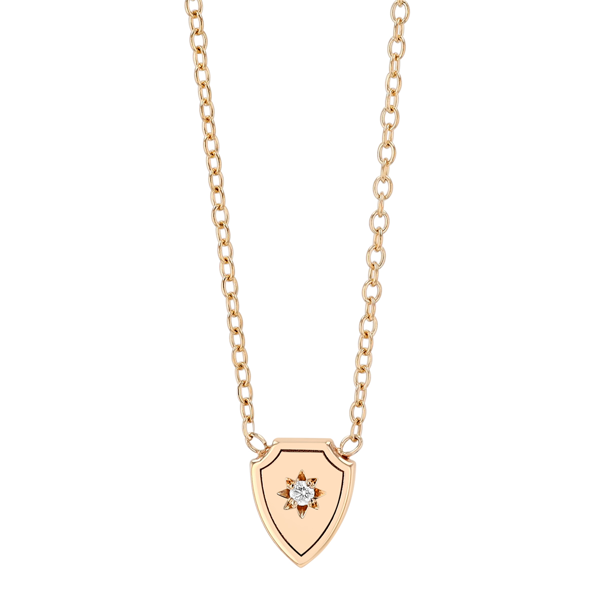 Zoe Chicco Diamond Shield Pendant in Yellow Gold