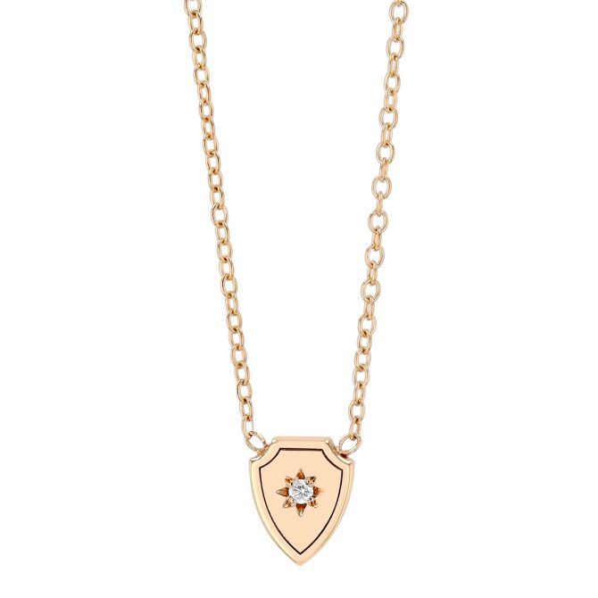 Zoe Chicco Diamond Shield Pendant in Yellow Gold