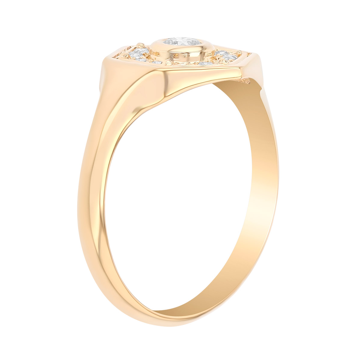 Zoe Chicco Diamond Hexagon Signet Ring in Yellow Gold