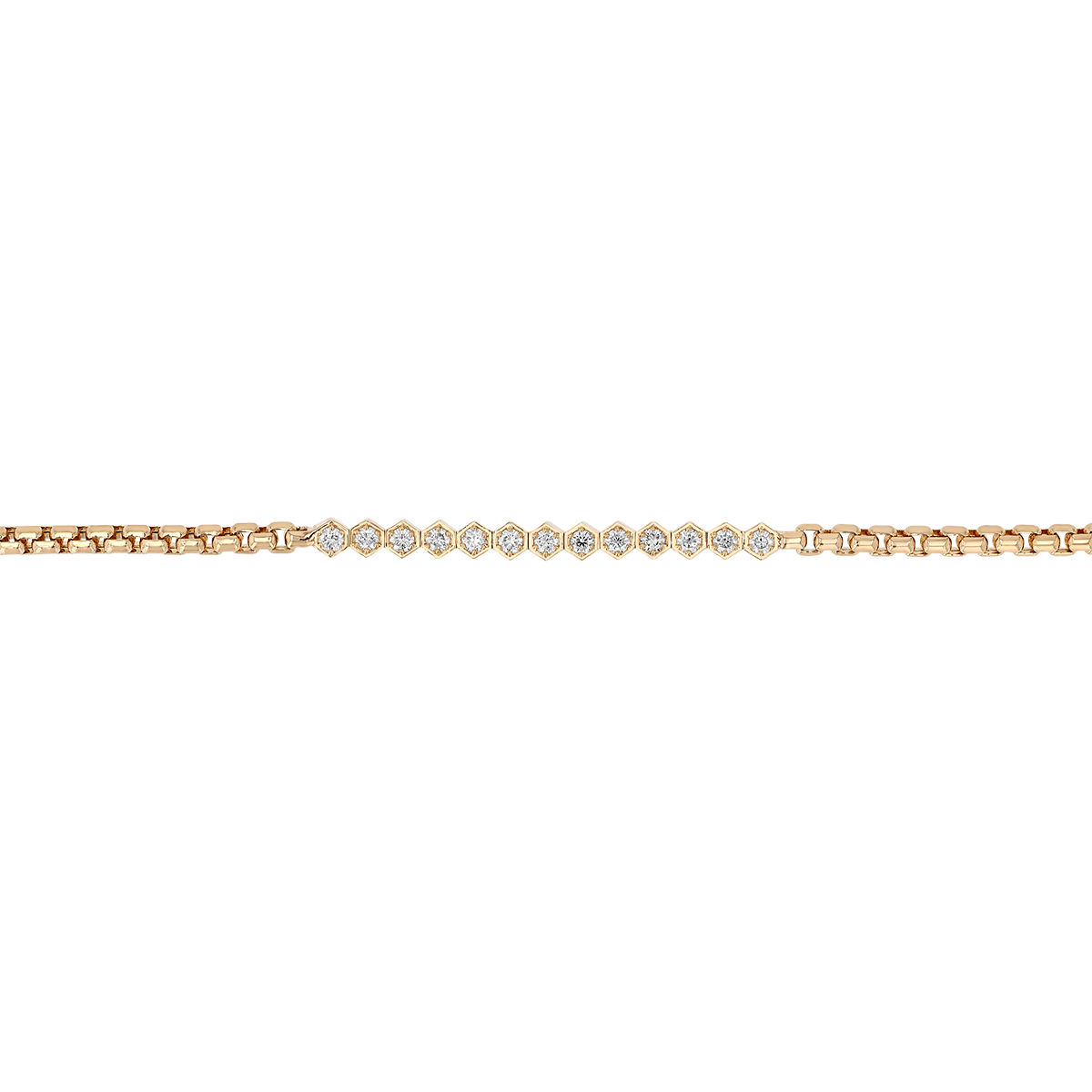 Zoe Chicco Diamond Hexagon Shape & Box Chain Bracelet in Yellow Gold, 7