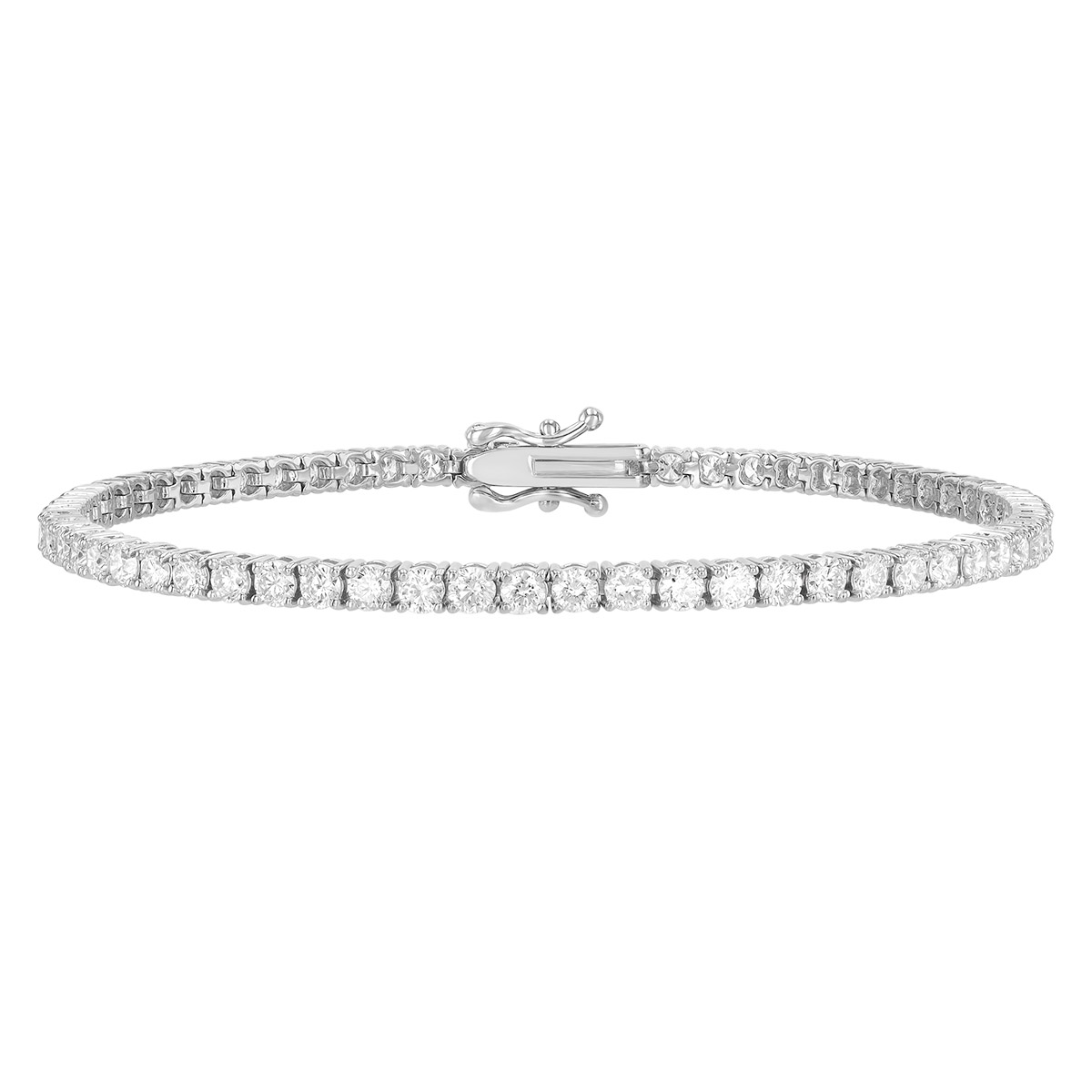 Round Diamond 4 Prong Tennis Bracelet in White Gold, 7
