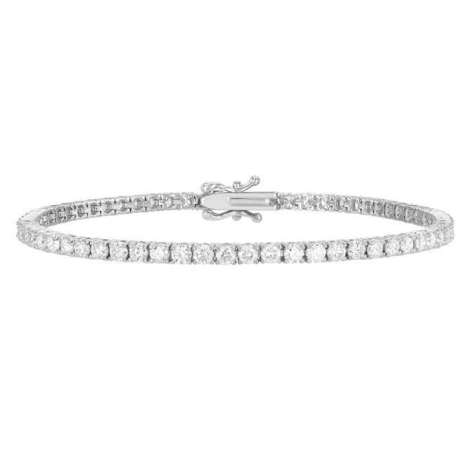 Round Diamond 4 Prong Tennis Bracelet in White Gold, 7", 4.00 cttw