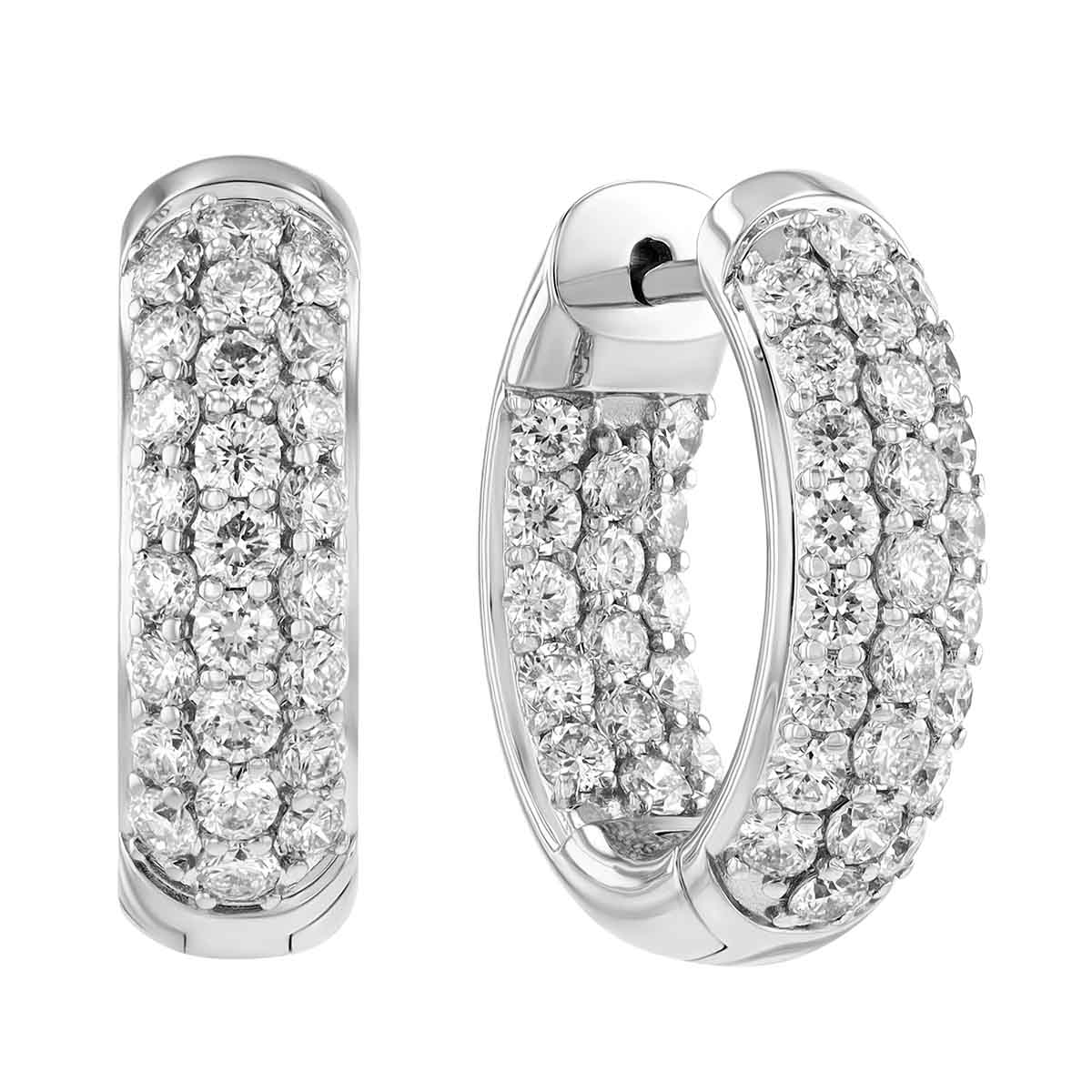 Diamond Pavé In & Out Hoop Earrings in White Gold