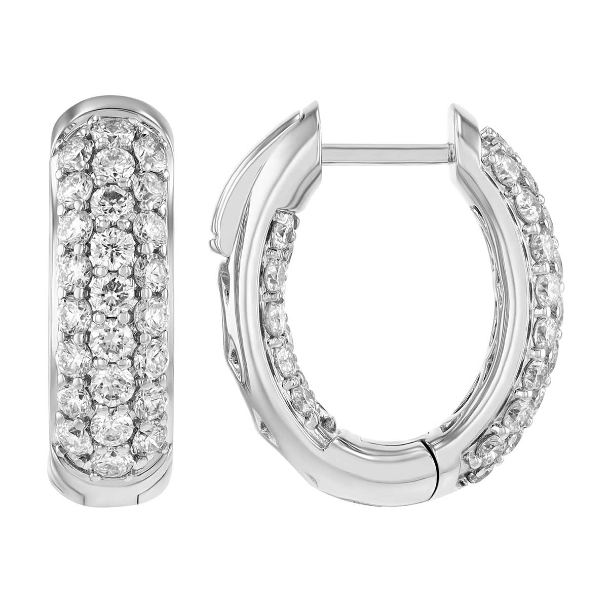 Diamond Pavé In & Out Hoop Earrings in White Gold