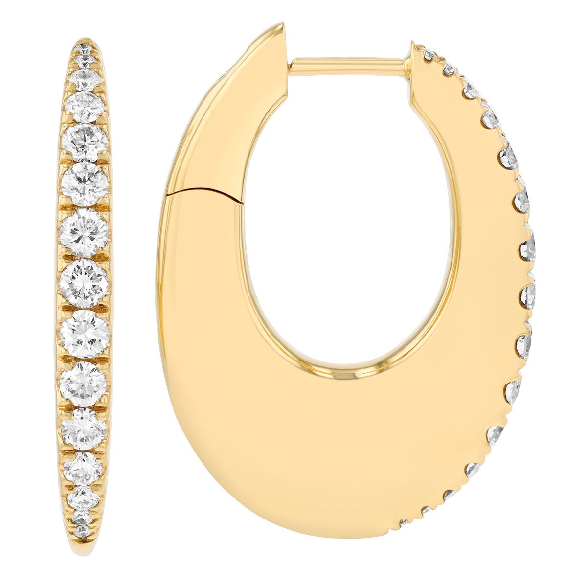Graduated Diamond Fan Hoop Earrings in Yellow Gold