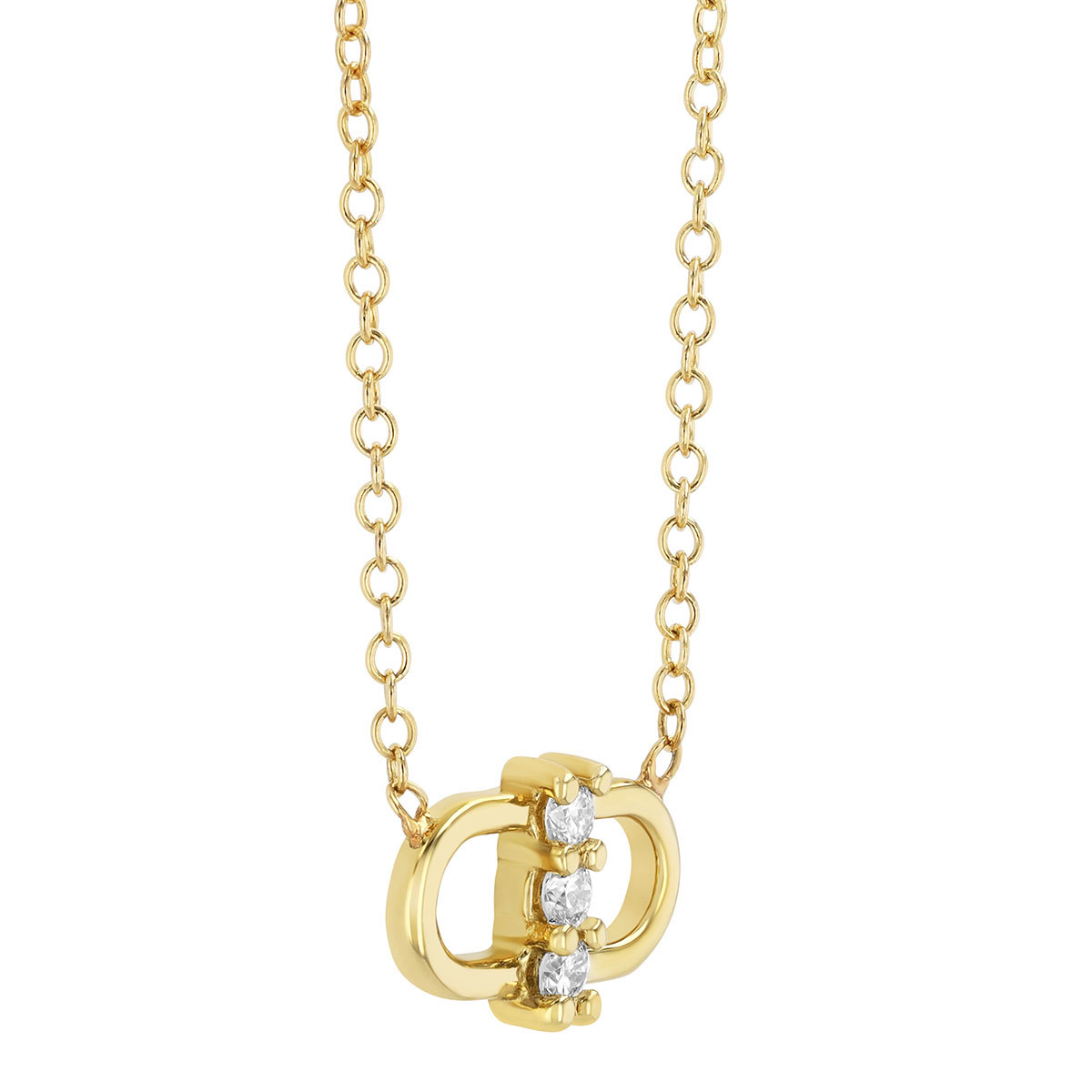 Zoe Chicco Diamond Trio Link Pendant in Yellow Gold, 16