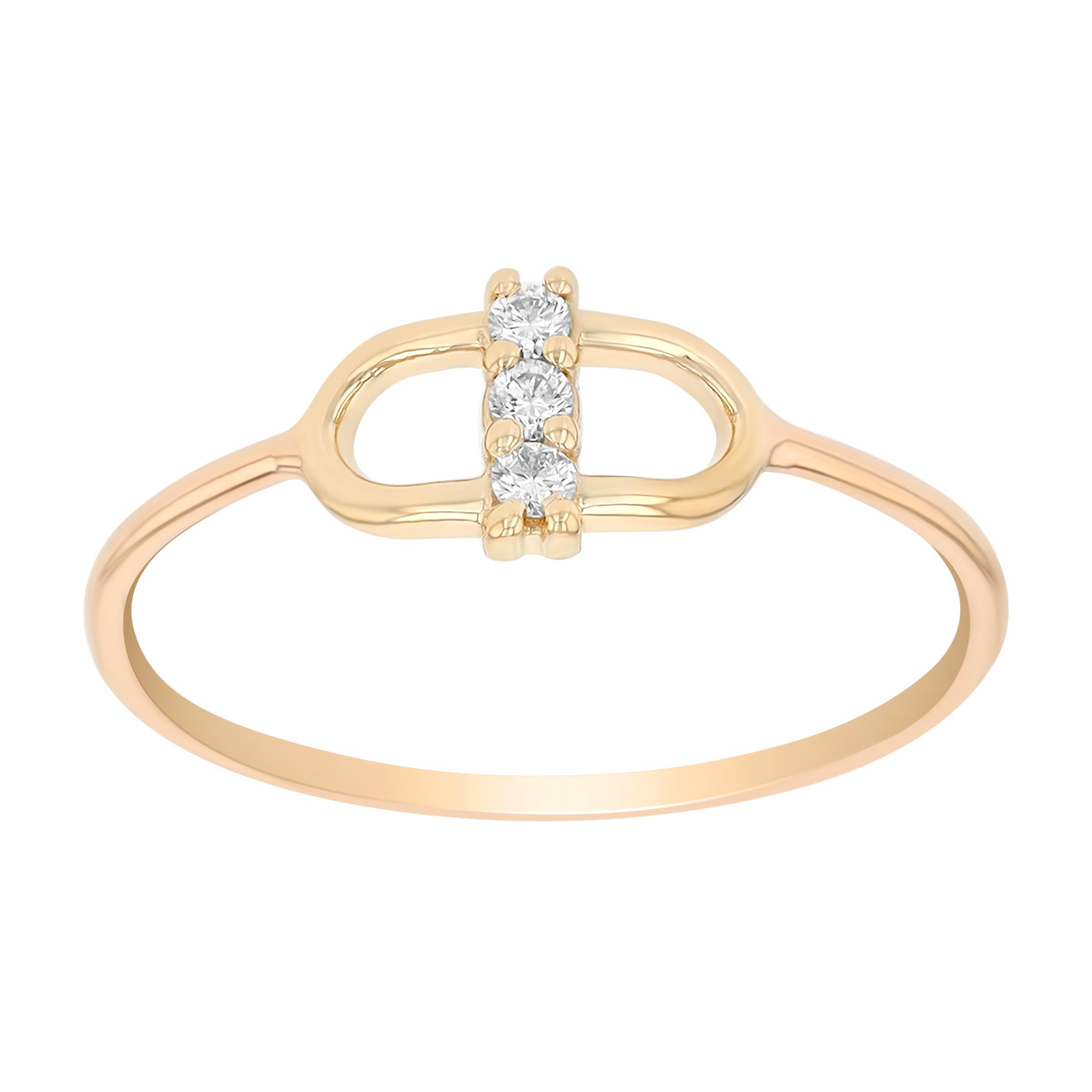 Zoe Chicco Diamond Trio & Link Ring in Yellow Gold