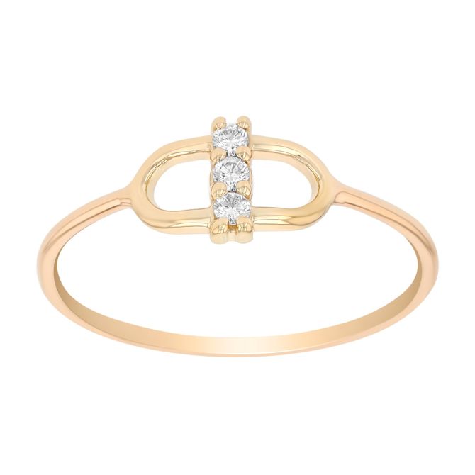 Zoe Chicco Diamond Trio & Link Ring in Yellow Gold