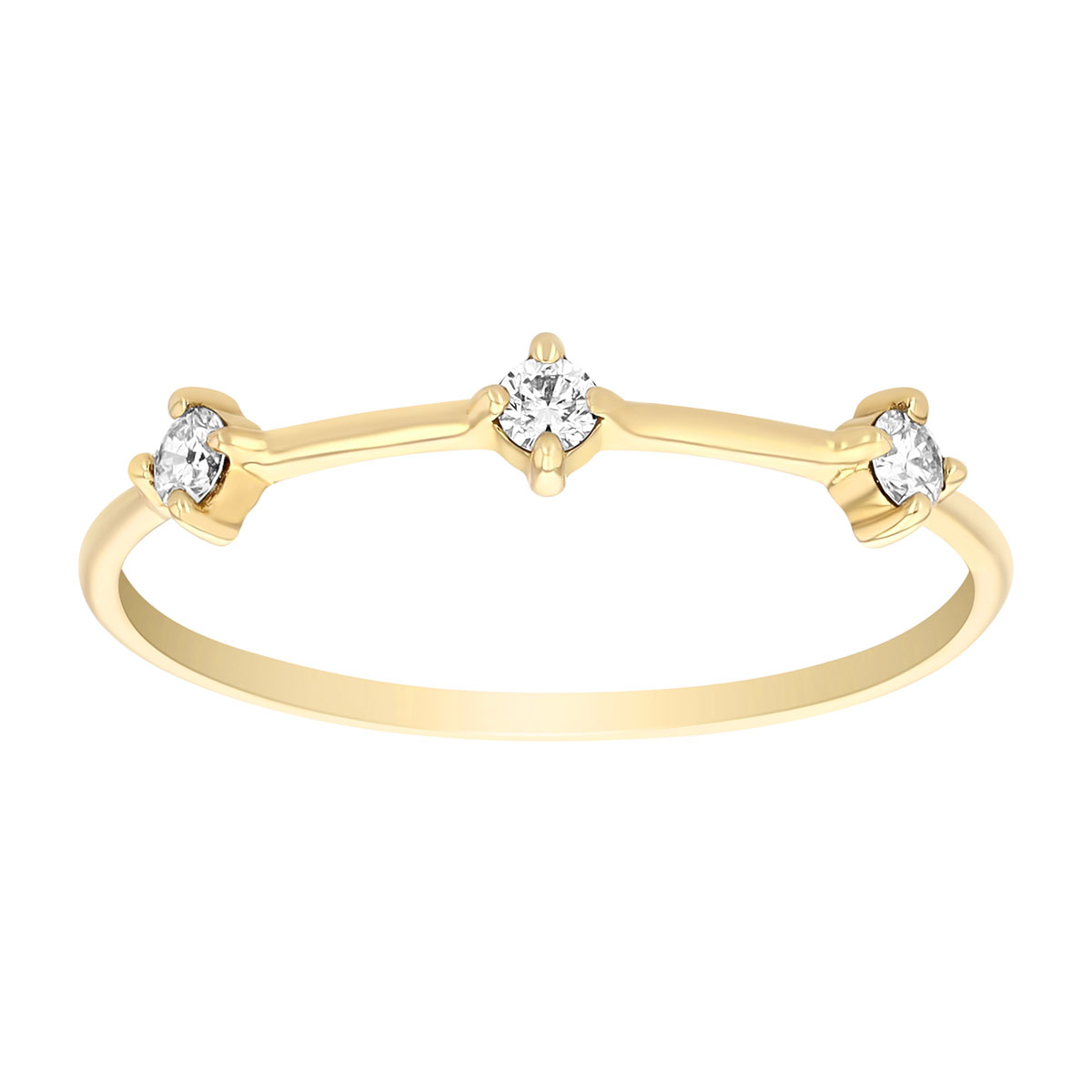 Zoe Chicco Dainty Diamond Trio Station Ring in Yellow Gold
