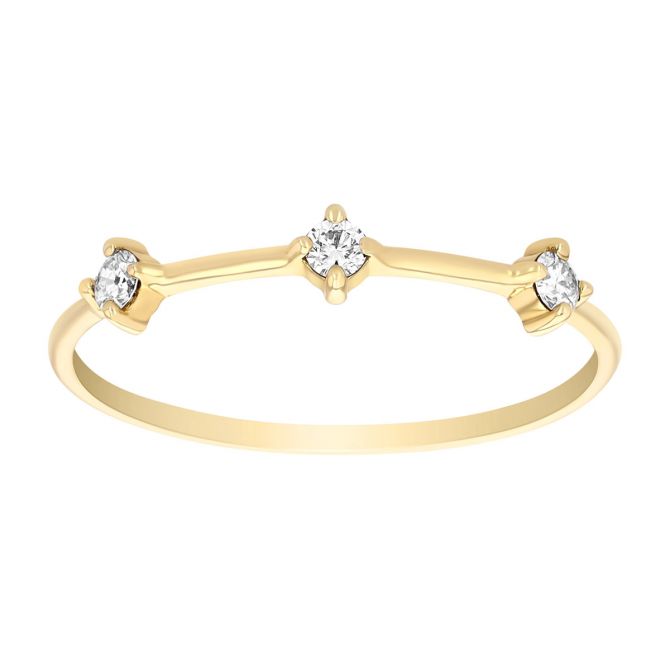 Zoe Chicco Dainty Diamond Trio Station Ring in Yellow Gold