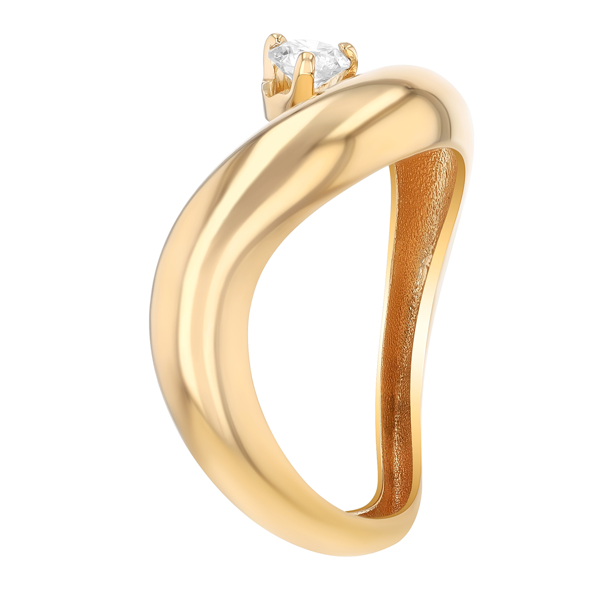 Zoe Chicco Yellow Gold Rounded Wave Ring with Diamond Accent