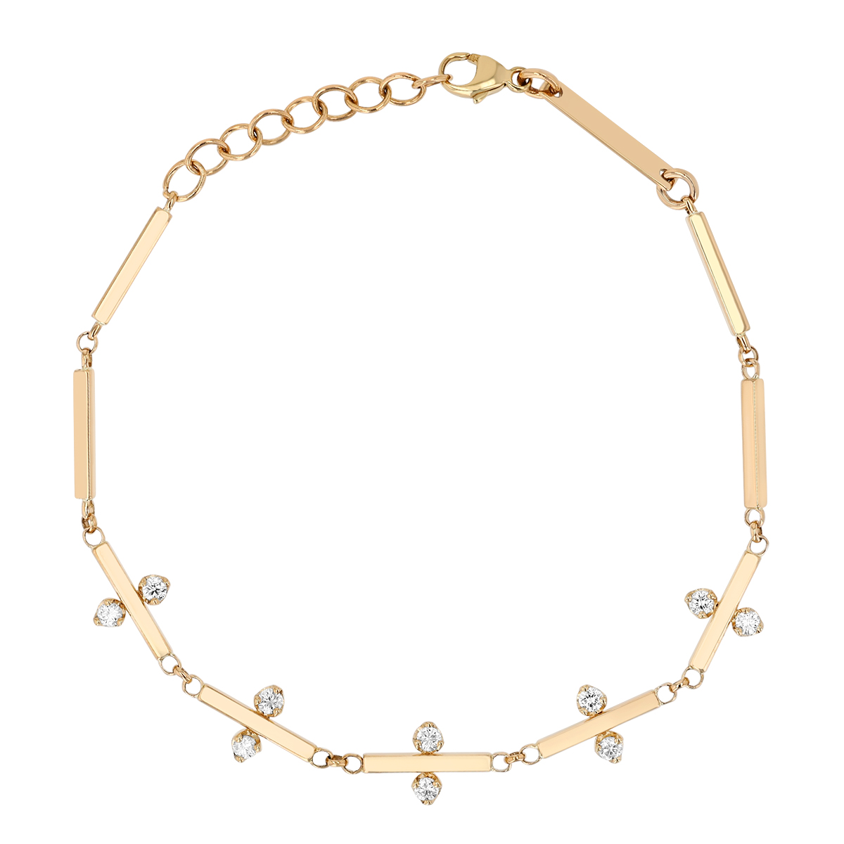 Zoe Chicco Diamond & Bar Link Bracelet in Yellow Gold
