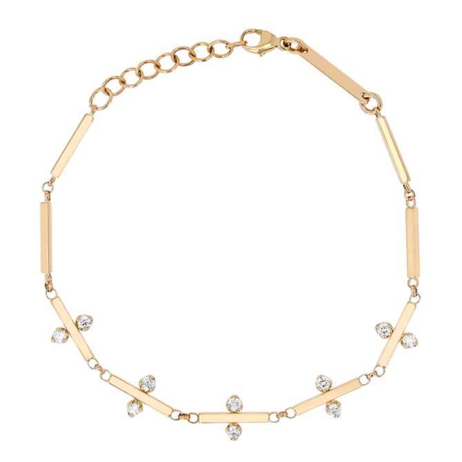 Zoe Chicco Diamond & Bar Link Bracelet in Yellow Gold
