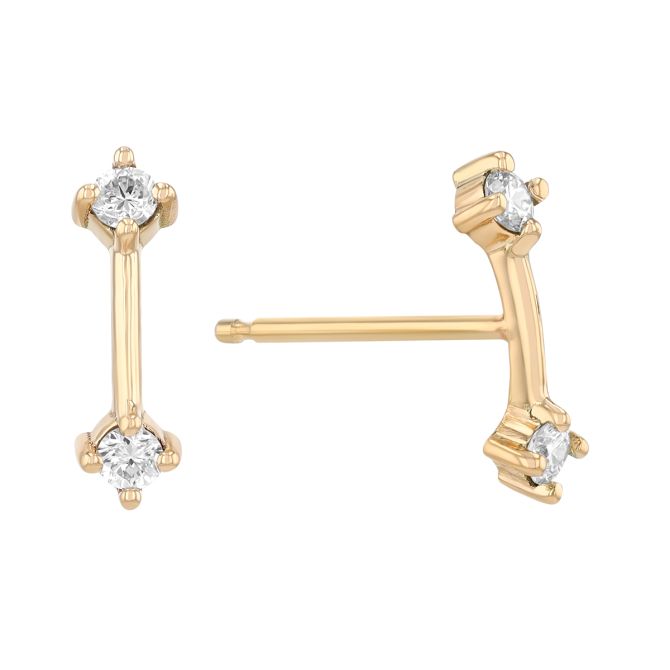 Zoe Chicco Dainty Diamond Duo Bar Stud Earrings in Yellow Gold