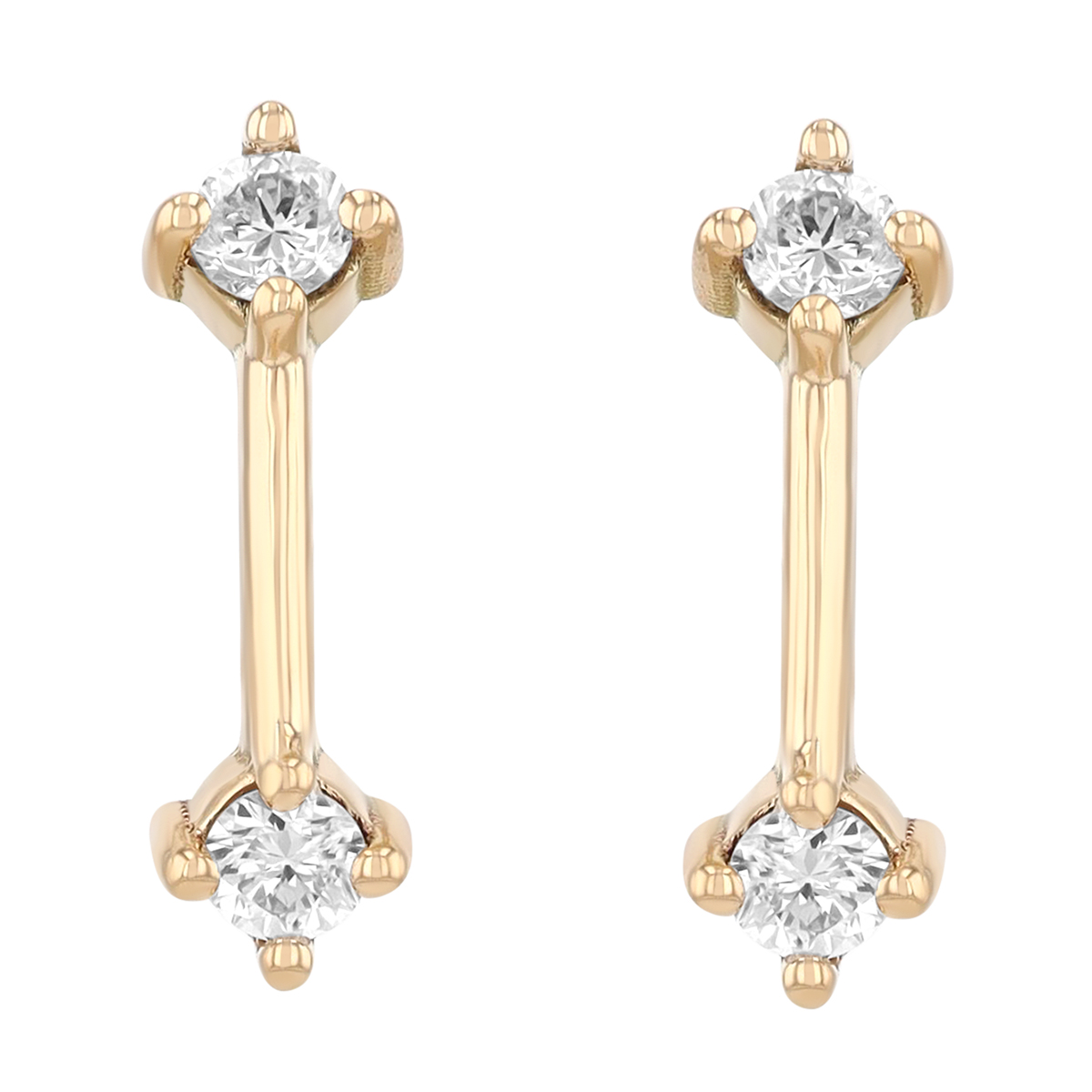 Zoe Chicco Dainty Diamond Duo Bar Stud Earrings in Yellow Gold
