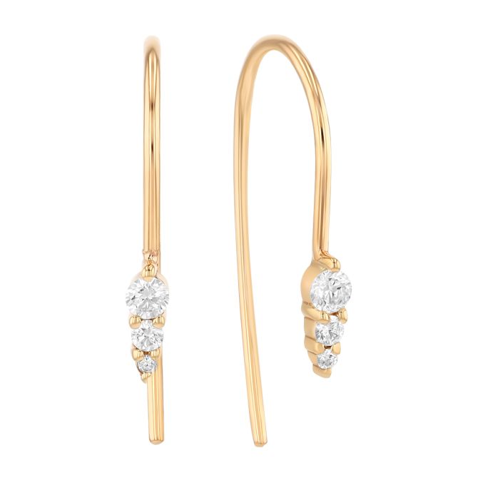 Zoe Chicco Graduated Diamond Trio Threader Earrings in Yellow Gold
