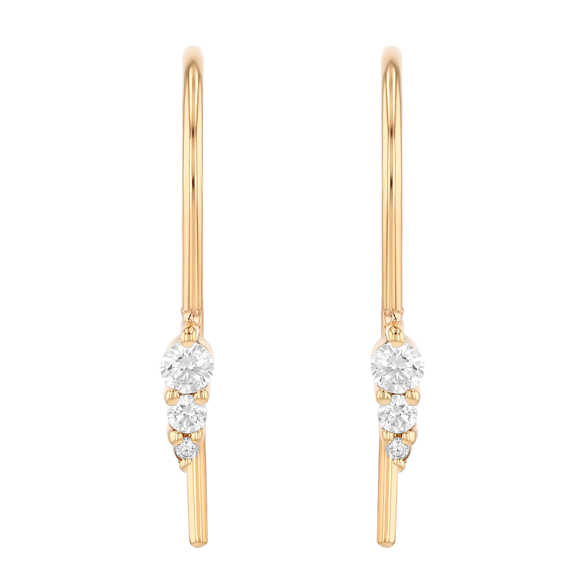 Zoe Chicco Graduated Diamond Trio Threader Earrings in Yellow Gold