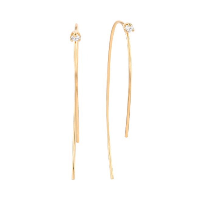 Zoe Chicco Diamond Threader Earrings in Yellow Gold