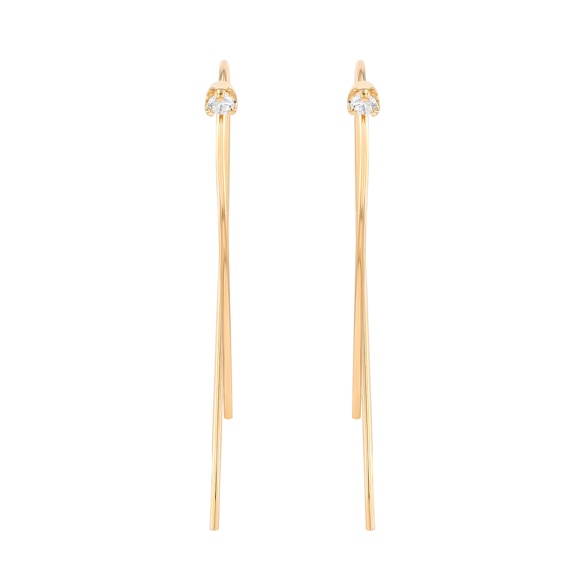 Zoe Chicco Diamond Threader Earrings in Yellow Gold
