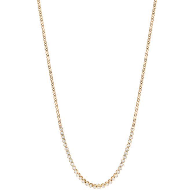 Zoe Chicco Bezel Set Diamond & Curb Chain Necklace in Yellow Gold, 0.54 cttw