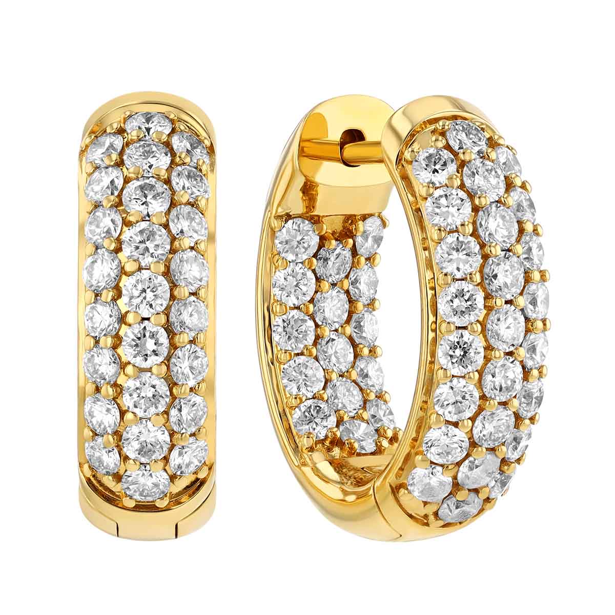 Diamond Pavé In & Out Hoop Earrings in Yellow Gold