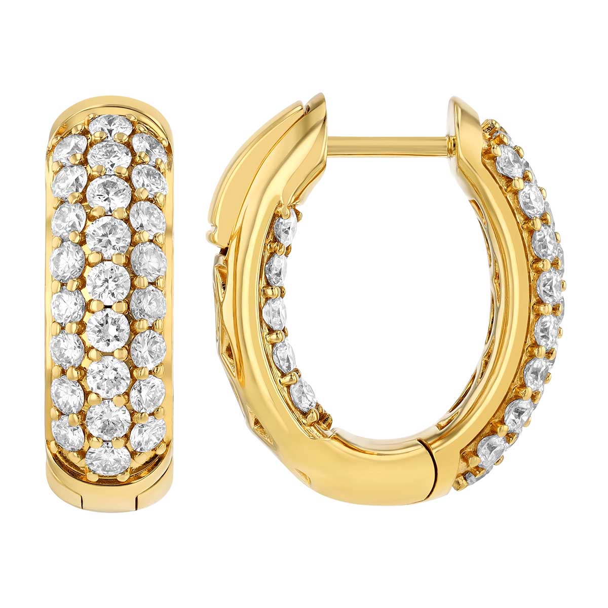 Diamond Pavé In & Out Hoop Earrings in Yellow Gold