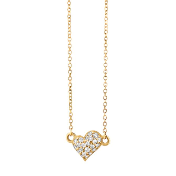 Monica Rich Kosann Diamond Mini "Love" Heart Necklace in Yellow Gold, 17"