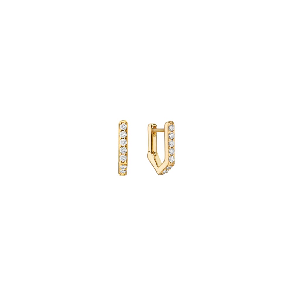 Monica Rich Kosann Infinity Diamond Huggie Hoop Earrings in Yellow Gold
