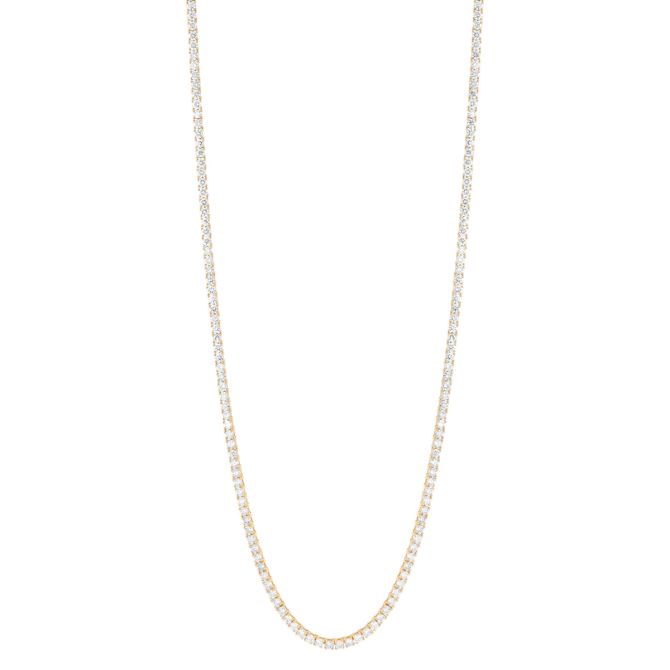 Round Diamond Tennis Necklace in Yellow Gold, 17", 10.16 cttw