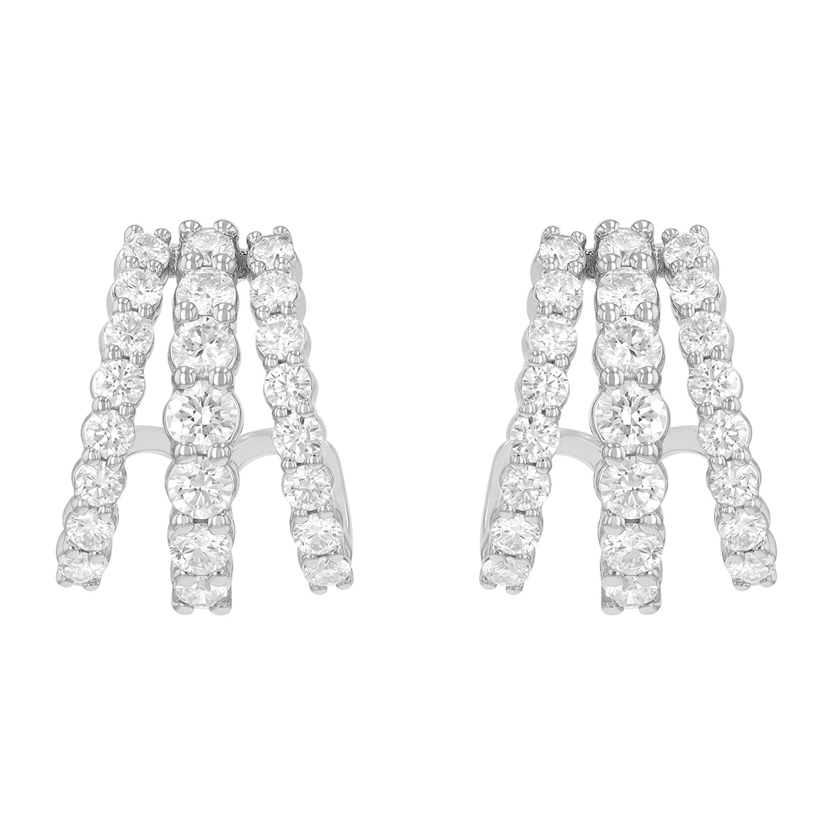 Kwiat Lyric Diamond Triple Row Huggie Hoop Earrings in White Gold